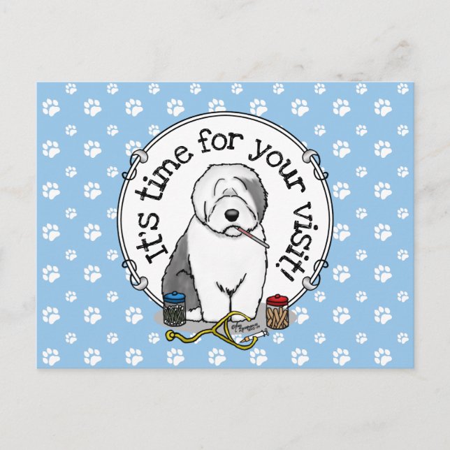 Postal Recordatorio de perro pastor en inglés antiguo de  (Anverso)