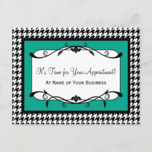 Postal Recordatorio de Salón de Teal Houndstooth