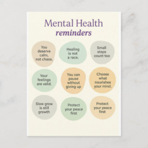 Postal Recordatorio de Salud Mental Pastel 