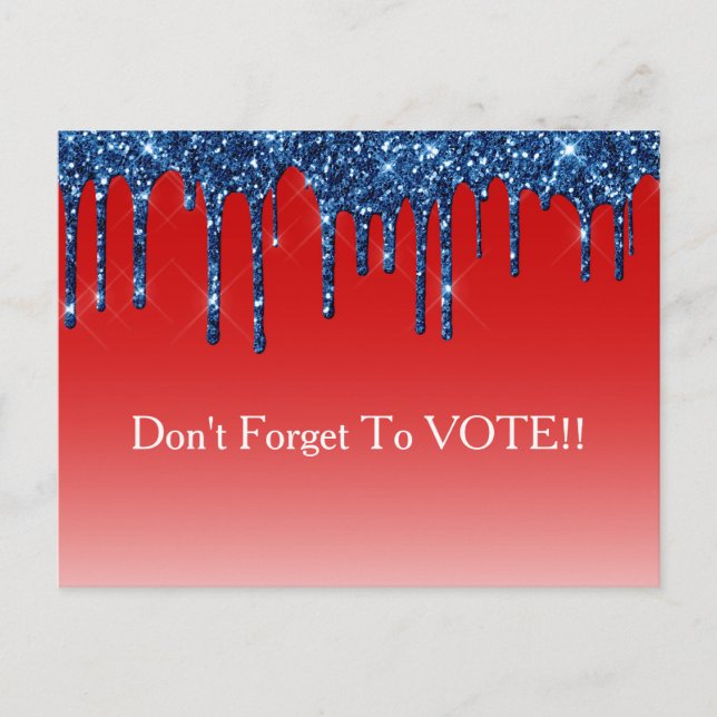 Postal Recordatorio de Voto de Brillo Rojo Azul Americano (Anverso)