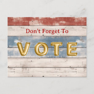 Postal Recordatorio de Voto de Madera Rústica Americana