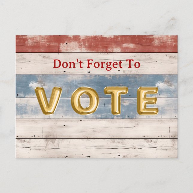 Postal Recordatorio de Voto de Madera Rústica Americana (Anverso)