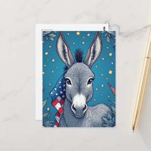 Postal Recordatorio de voto del burro de la libertad