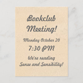 Postal Recordatorio del club de libros Vellum Look