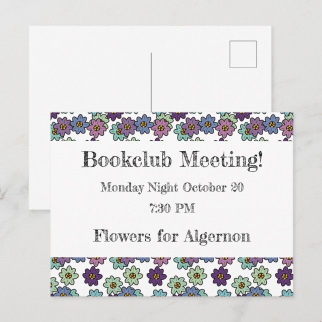 Postal Recordatorio Floral Bookclub (Anverso / Reverso)