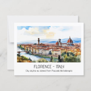 Postal Recorrido de la ciudad de Florencia acuarela