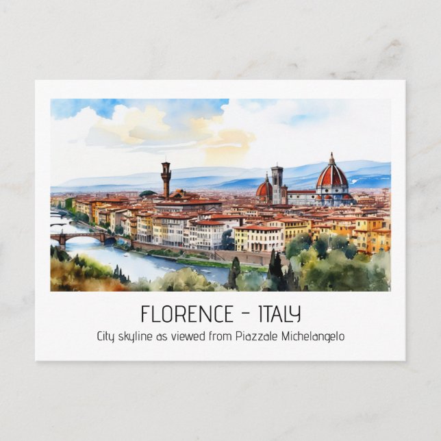 Postal Recorrido de la ciudad de Florencia acuarela (Anverso)