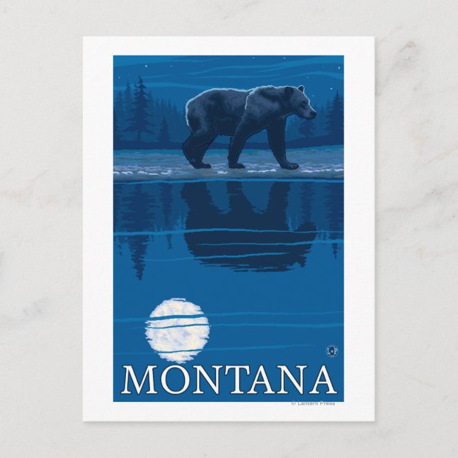 Postal Recorrido de oso en viaje de cosmética lunar (Anverso)
