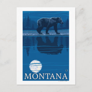 Postal Recorrido de oso en viaje de cosmética lunar