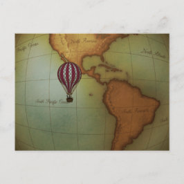 Postal Recorrido en globo aerostático por mapa del hemisf