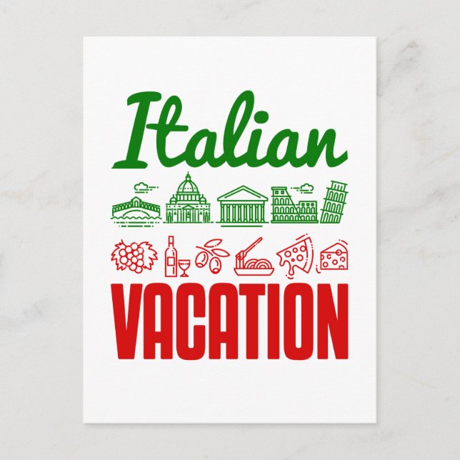 Postal Recorrido italiano de viajes de vacaciones a Itali (Anverso)