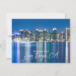 Postal Recorrido nocturno de San Diego Skyline