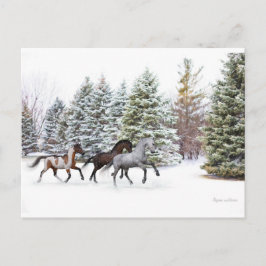 Postal Recorriendo la nieve - Corriendo caballos