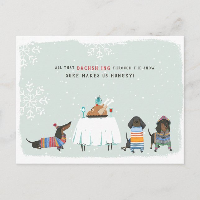 Postal Recorriendo la nieve | Cute Dachshund (Anverso)