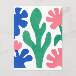 Postal Recortes florales atrevidos al estilo de Matisse