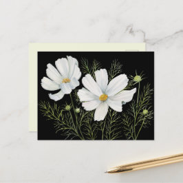 Postal Recubrimiento botánico de las flores de cosmos bla