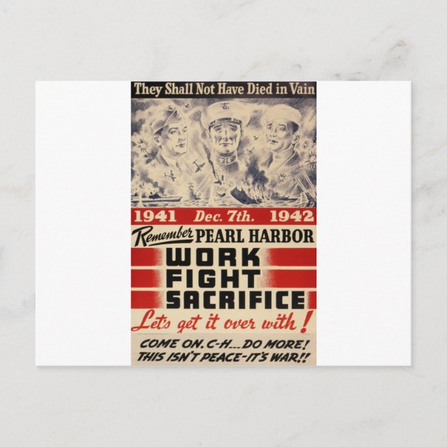 Postal Recuerde el Pearl Harbor (Anverso)