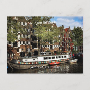 Postal Recuerdo de Amsterdam - Canal Barge