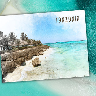 Postal Recuerdo de arte de viaje del paisaje de Tanzania