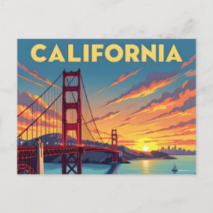 Postal Recuerdo de California   El Puente Golden Gate