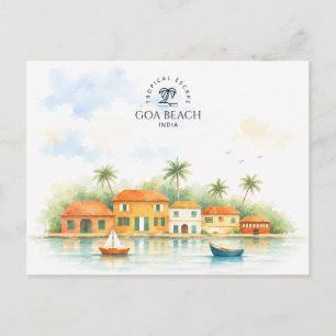 Postal Recuerdo de Goa, India Viaje en acuarela