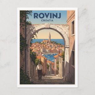 Postal Recuerdo de la Ciudad Vieja de Rovinj, Istria, Cro
