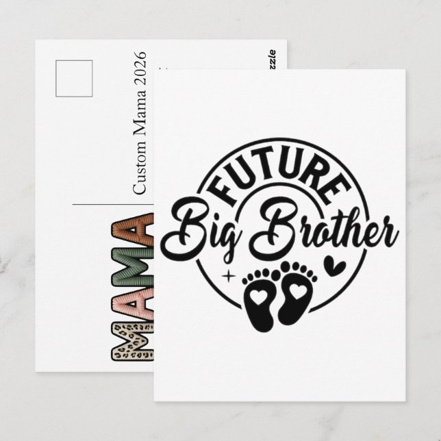 Postal Recuerdo de Pies de Bebé Falsos Mama Personalizada (Anverso / Reverso)