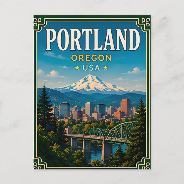 Postal 🌲 Recuerdo de Portland Oregon desde Mountain View (Anverso)