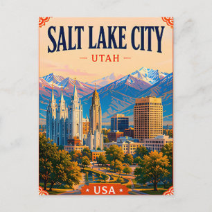 Postal 🏔️ Recuerdo de Salt Lake City Utah desde el Templ