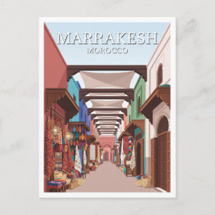 Postal Recuerdo de Souk Semmarine Marrakesh Marruecos