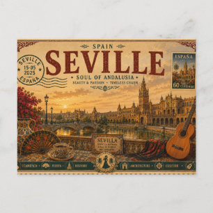 Postal Recuerdo de vacaciones de Sevilla vintage