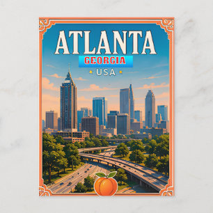 Postal Recuerdo de vacaciones en Atlanta Georgia 🍑