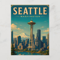 ☕ Recuerdo de vacaciones retro de Seattle Washingt