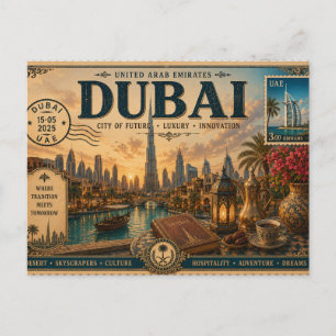 Postal Recuerdo de vacaciones vintage en Emiratos Árabes 