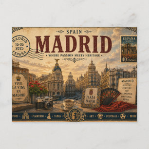 Postal Recuerdo de vacaciones vintage en España