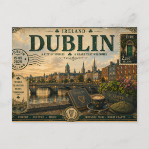 Postal Recuerdo de vacaciones vintage en Irlanda