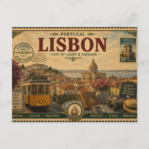 Postal Recuerdo de vacaciones vintage en Portugal