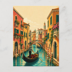 Postal Recuerdo de Venecia Italia Canal Veneciano Gondola