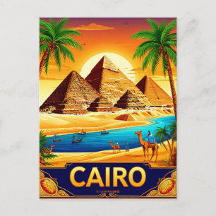 Postal Recuerdo de viaje a El Cairo Egipto Pirámides Nilo