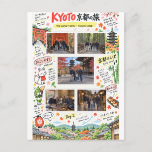 Postal Recuerdo de viaje a Kyoto Japón 5 Collage de fotos