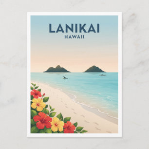 Postal Recuerdo de viaje a la playa Lanikai Kailua Hawaii