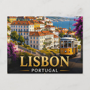 Postal Recuerdo de viaje a Lisboa Portugal para el primer