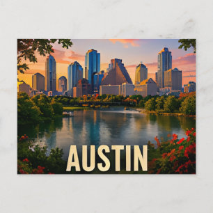 Postal Recuerdo de viaje al frente del río Austin Texas
