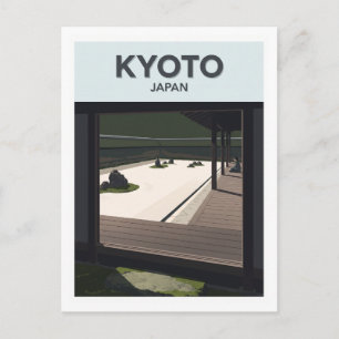 Postal Recuerdo de viaje al templo Ryoan-ji Kyoto Japón
