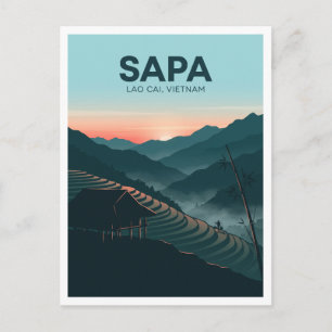 Postal Recuerdo de viaje al valle de Sapa Muong Hoa Vietn