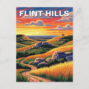 Postal Recuerdo de viaje de Kansas Flint Hills