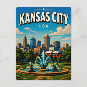 Postal Recuerdo de viaje de la estación Union de Kansas C