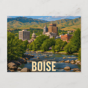 Postal Recuerdo de viaje de la montaña del río Boise Idah