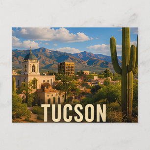 Postal Recuerdo de viaje de Tucson Arizona Desierto Monta