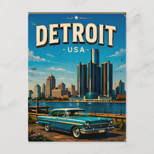 Postal Recuerdo de viaje del paseo marítimo de Detroit